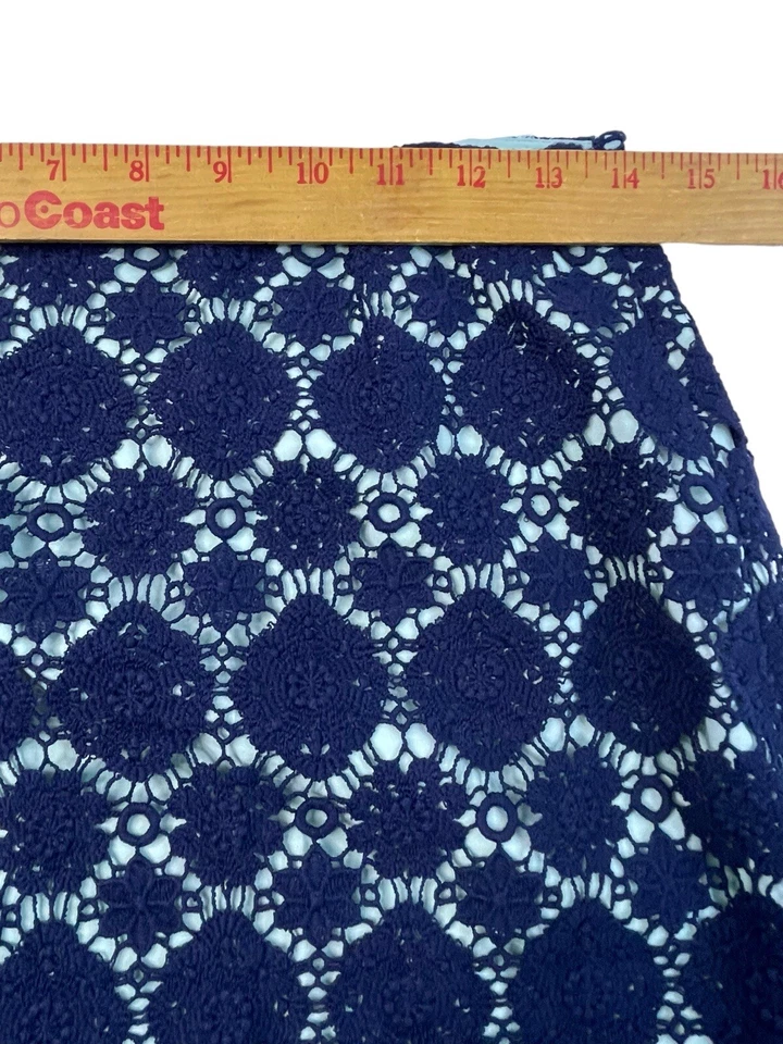 Falda Lápiz VINCE CAMUTO Crochet Encaje Azul Oscuro Talla 4 Verde Menta Forrada Corta Foto 3 de 4