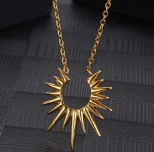 18K Gold plated Chunky lchain necklace sunburst sun burst rays ray  pendant sale