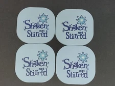 Set of 4 Rubber Shaken Not Stirred Blue Coasters James Bond Reference