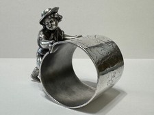Antique 1800's Meriden Boy Pushing Silver Plate Napkin Ring