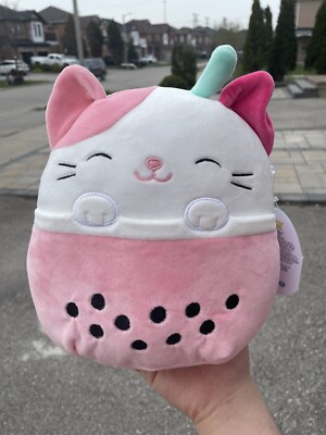 NEW W/ TAGS Rare Cute Squishmallow Roxy The Boba Cat