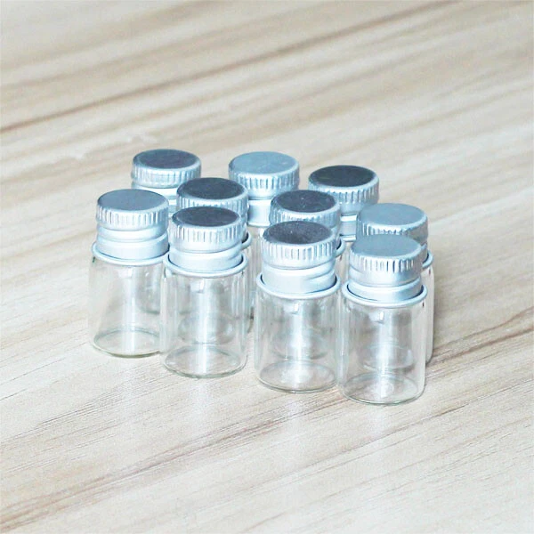 2ML Jars DIY Lids Glass Bottles Mini Vials 20-200PCS Essential Aluminum Candy