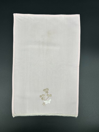 English Cottage Pastel Embroidered Butterfly Pink Cotton Kitchen Tea Towel Set - Picture 6 of 8