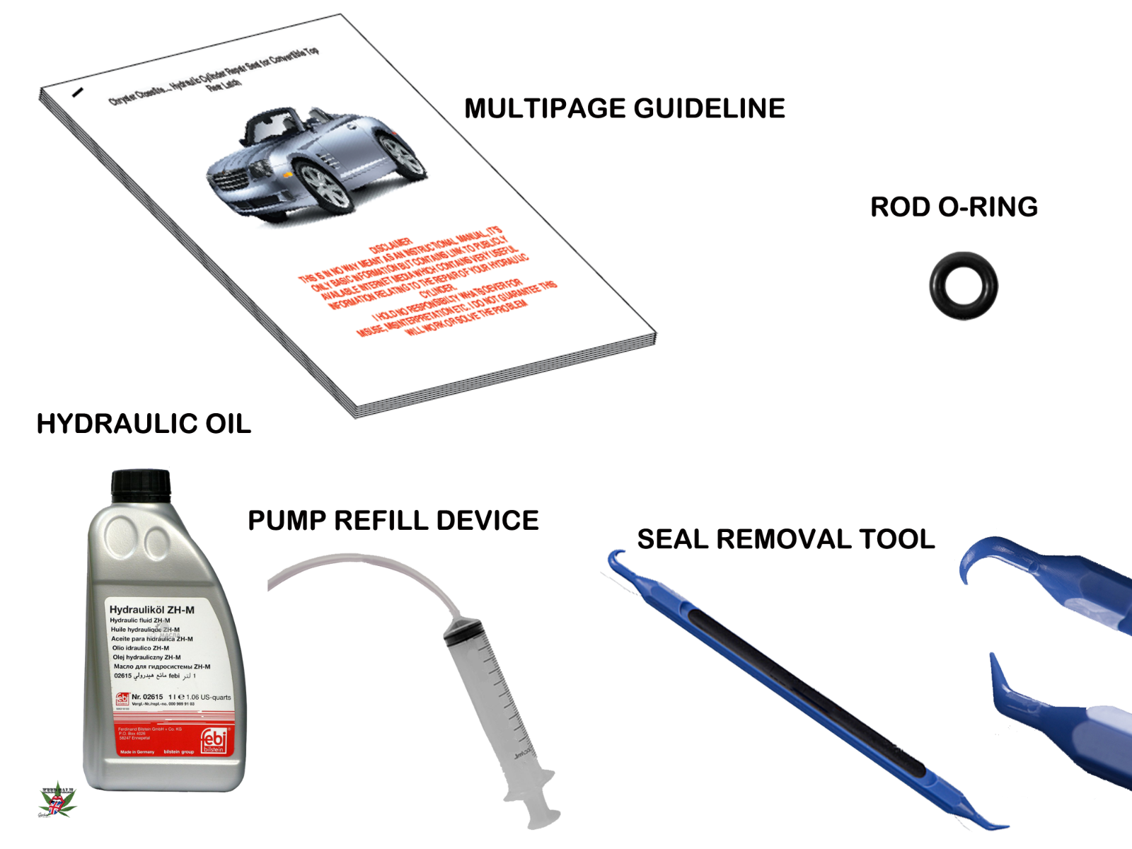 0508 Chrysler Crossfire Convertible Top Hydraulic Cylinder Repair Kit