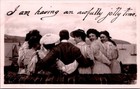 Vtg RPPC Postcard- Having Jolly Time at Sea Shore Ladies and Gent- Davidson Bros — photo 1