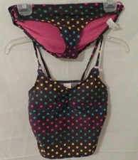 NWT Girls OLD NAVY 2 Piece Tankini Swimsuit X-Large Brown w/Polka Dot print