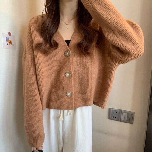 Lazy Style Sweater Knitted Sweater Autumn Tops Women's Soft Cardigan Jacket - Picture 13 of 15