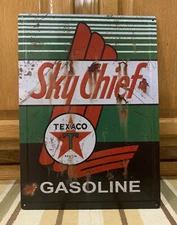 Texaco Gasoline Metal Sign Sky Chief Oil Garage Parts Vintage Style Wall Decor