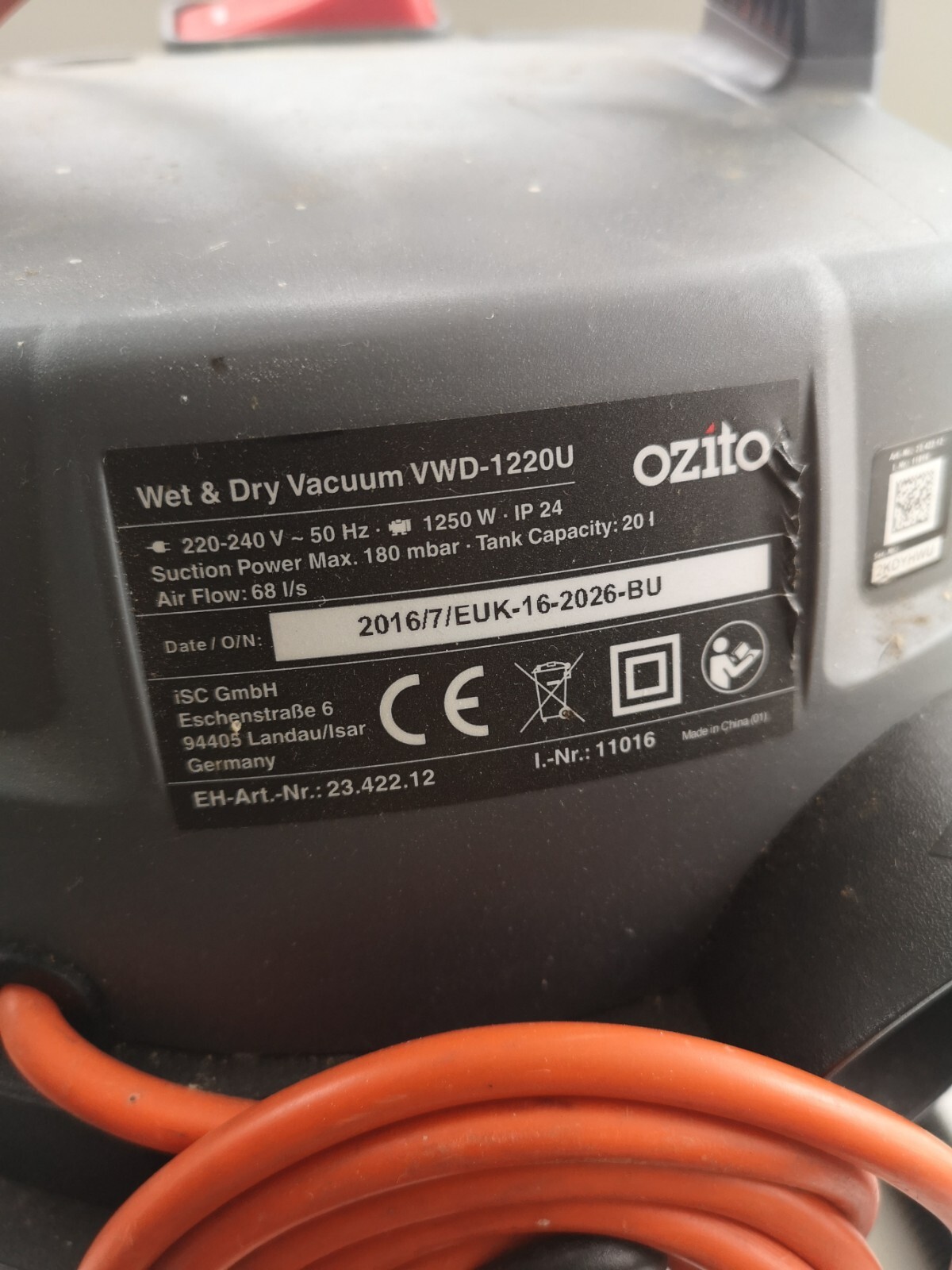 Wet & Dry Vacuum Cleaner 20L 1250W 230V & Blow Function Ozito VWD1220U eBay