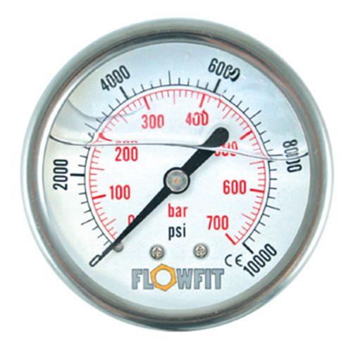 "100Mm Glycerin GefüLlt Hyd Druckmesser 0-10000 Psi (690 Stange) 1/2 \" Bsp Hinten"-image