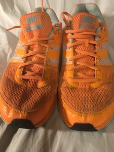 orange running shoes