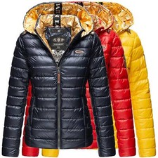 Navahoo Damen Winter Stepp Jacke Steppjacke mit Kapuze glänzend gesteppt B858