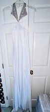 Prima Donna Collection White Beaded Rhinestone Velvet Gown Sz 4 GREAT CONDITION