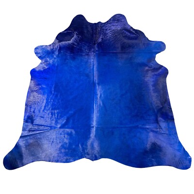 Dyed Dark Blue Cowhide Rug Size: 7.5x7 feet D-633