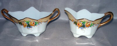 Vintage Seito Studio Art Deco Sugar & Creamer Japan Hand Painted Yellow Roses!