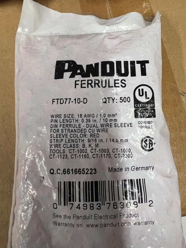Panduit FTD77-10-D Covered Ferrule, - Image 2 of 2