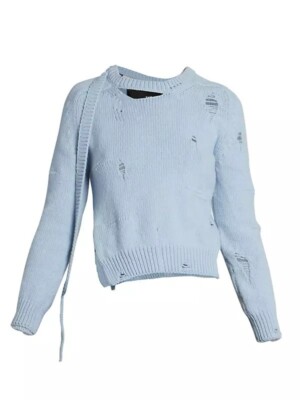 The Marc Jacobs The Worn and Torn Grunge Sweater Blue Wool