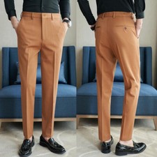 Business Formal Mens Straight Pants Workwear Slim Fit Work Dress Pants Trousers