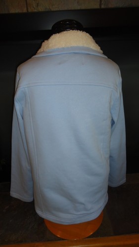 Laura Scott Medium Blue Jacket Sherpa Lined Full Zip Mock Neck Coat Pockets NWT - Picture 22 of 24