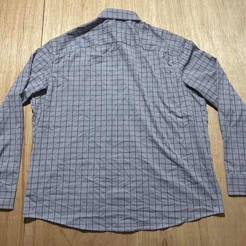 Camicia Untuckit blu quadri bottoni davanti manica lunga uomo taglia XXXL - Foto 4 di 6