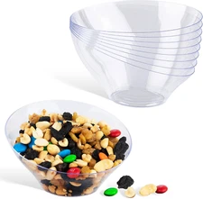 6Oz Clear Plastic Serving Bowls (8 Pack) Small Disposable Candy Dishes, Buffet C