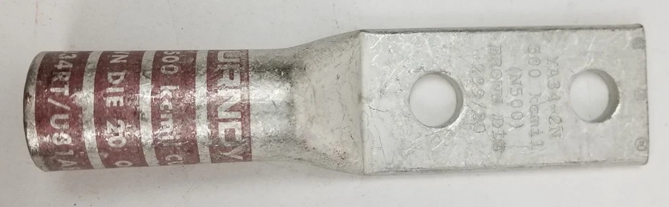 6 BURNDY YA342N 2-Hole Lug Copper Compression Connector Straight 500 KCMIL NEW - Image 2 of 4