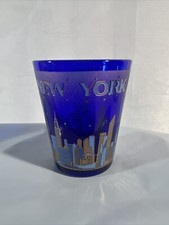 City Merchandise New York Night Skyline Blue And Gold State Souvenir Shot Glass