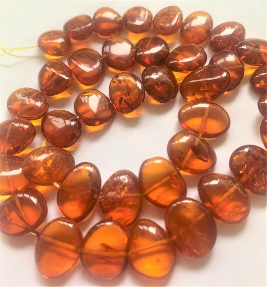 4 cuentas de ámbar báltico genuino, pepitas planas de colección cuentas de ámbar, 10-12 mm Foto 2 de 4