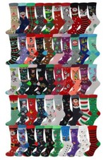 50 Pairs Women Bulk Wholesale Lot Novelty Christmas Fancy Design Crew socks