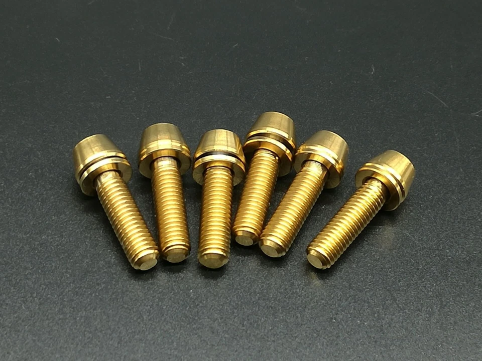 Pernos de vástago de bicicleta súper ligeros M5x18 mm cabeza cónica bicicleta con arandelas 6 piezas Foto 3 de 4