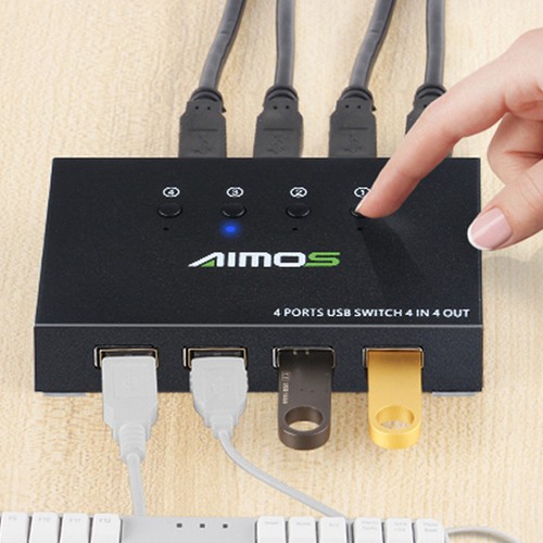 USB 2.0 KVM Switch Selector 4 Computer Share 4 USB for PC Keyboard Printer Q7O6