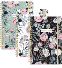 3 Pack Spiral Notebook- A5 Lined 160 Pages 5.7  x 8.4  College Ruled -floral Print