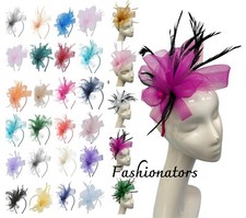 Women Flower Feathers Pearl Fascinator Headband Looped Wedding Royal Ascot Races