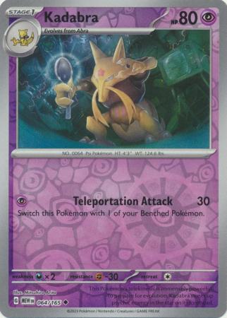 KADABRA 064/165 151 POKEMON ENGLISH (REVERSE HOLO, NM)