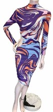 Missguided High Neck Cut Out Midaxi Dress in Marbled Purple RRP £32 Size 6 BNWT