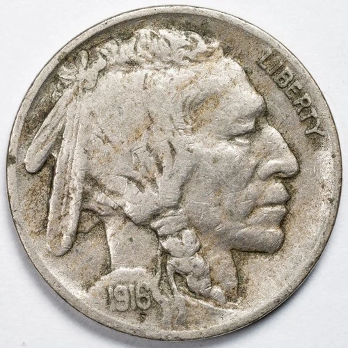 1916-S Buffalo Nickel San Francisco Mint Very Fine (VF)
