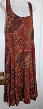 LAUREN Ralph Lauren Size XL Brown Tones Paisley Knit Midi Tank DRESS