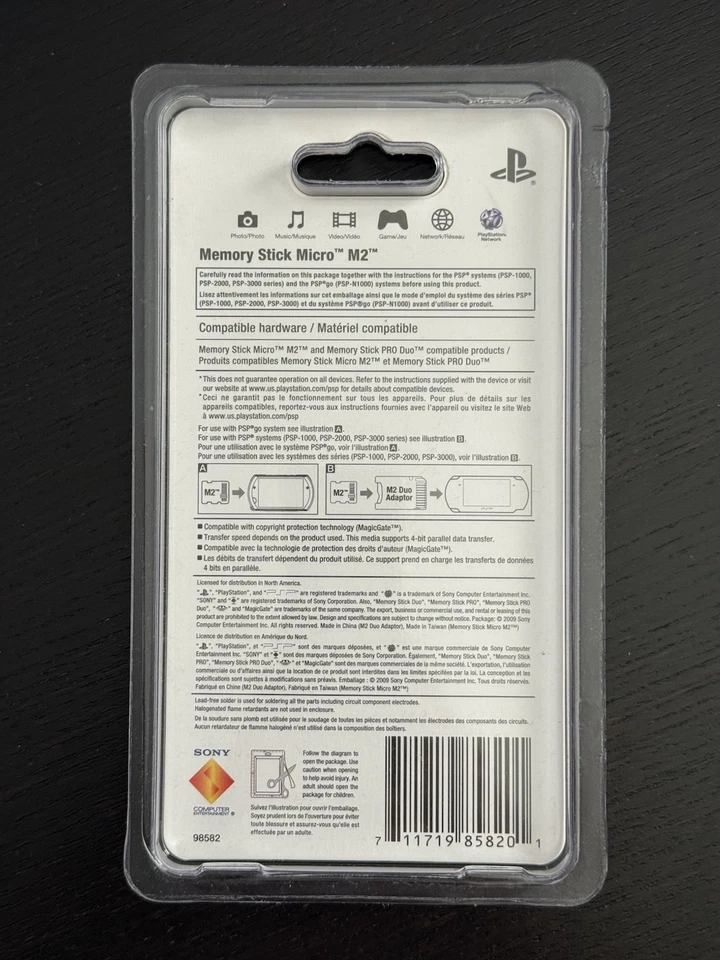 Official Sony Memory Stick Micro M2 2GB Playstation PSP Memory Stick Duo Adaptor - Image 2 of 2