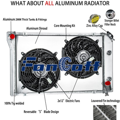 #ad 3 Row Aluminum Radiator Shroud Fan For 77 82 Chevy Corvette 5.0L 5.7L V8 AT $141.75