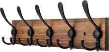 Coat Rack Wall Mount Wooden Hat Rack for Wall Hooks Pine Real Wood Plank 16.9" B