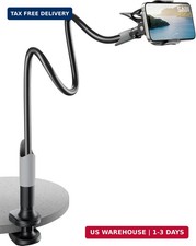 Gooseneck Bed Phone Holder, Flexible Long Arm Phone Mount for Desk, Clip Bracket