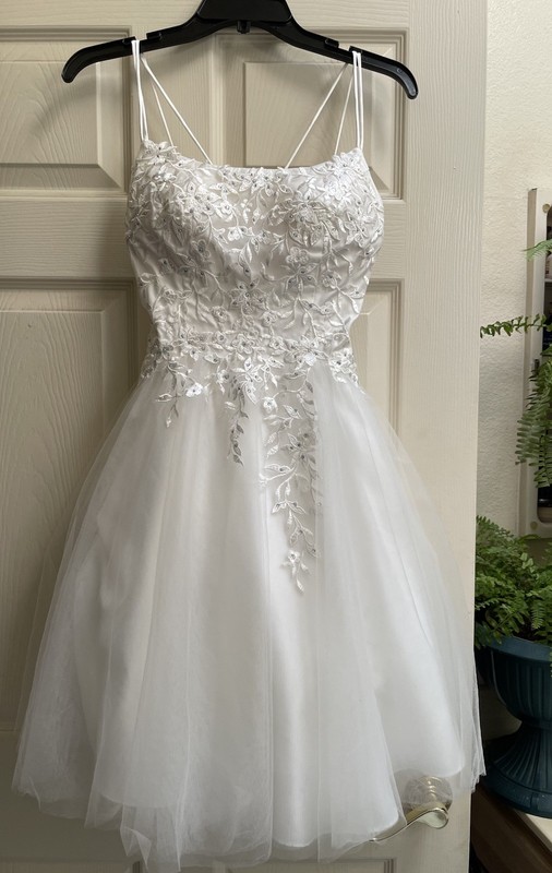 Annabel Nox Sz 8 Girls White Rhinestones Embroidered Ball Gown Events Dress
