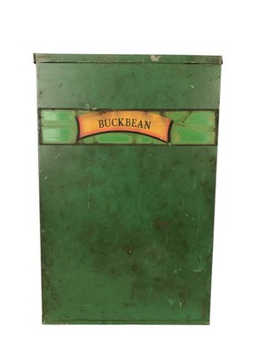 Vintage Green Metal Hinged Lid Box 11.5 x 7.5 x 7.5'' Used for Storing Buck Beans