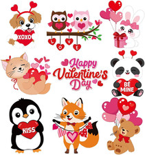 Large Valentines Heart Cutouts Decorations Cardboard Cutout Set of 9, Valentine'