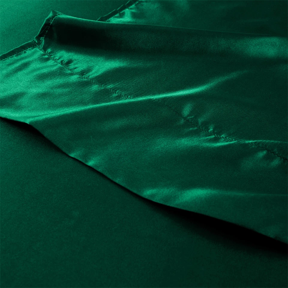 Juego de sábanas satinadas de 12 colores suaves sintéticas sedosas resistentes a la decoloración Foto 4 de 4