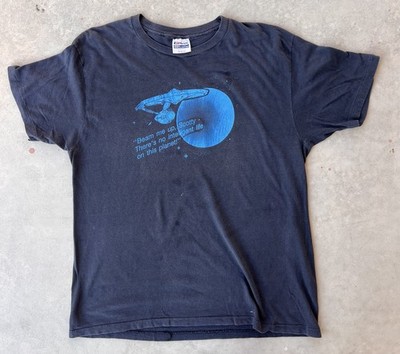 Vintage Star Trek Shirt XL 80s Beam Me Up Scotty No Intelligent Life Planet