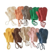 Wool Baby Winter Gloves Candy Color Halter Kids Mittens for Children Girls Boys