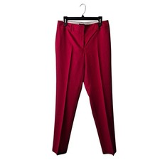 Lands' End Dress Pants Wool Mid Rise Slim Leg Twill Trousers Red Womens Size 8T