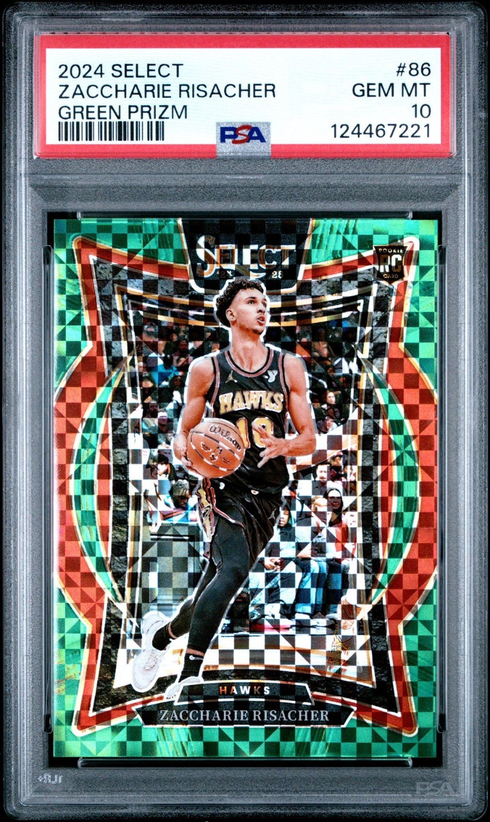 2024-25 Select GREEN PRIZM #86 Zaccharie Risacher RC #2/5 PSA 10 GEM MT Hawks