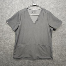 FIGS Technical Collection Casma V-Neck Scrub Top Women's Size M Gray Workwear
